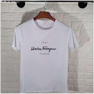 Zomer Ster Dezelfde O-hals Brief Afdrukken Korte Mouw T-shirt Voor Mannen Dieptepunt T-shirt Voor Meisjes wit / S