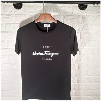 Zomer Ster Dezelfde O-hals Brief Afdrukken Korte Mouw T-shirt Voor Mannen Dieptepunt T-shirt Voor Meisjes zwart / M