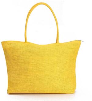 Zomer Strand Rotan Zak Hand Geweven Strozak Strand Schoudertassen Vrouwelijke Tote Rieten Tas Strand Accessoires geel