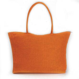 Zomer Strand Rotan Zak Hand Geweven Strozak Strand Schoudertassen Vrouwelijke Tote Rieten Tas Strand Accessoires oranje