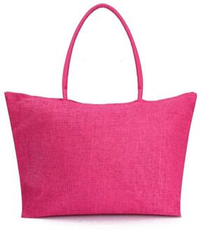 Zomer Strand Rotan Zak Hand Geweven Strozak Strand Schoudertassen Vrouwelijke Tote Rieten Tas Strand Accessoires roos rood