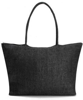 Zomer Strand Rotan Zak Hand Geweven Strozak Strand Schoudertassen Vrouwelijke Tote Rieten Tas Strand Accessoires zwart