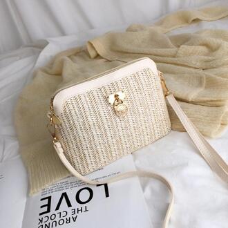 Zomer Stro Tassen Voor Vrouwen Geweven Kwastje Strand Schoudertas Vrouwelijke Raffia Rotan Crossbody Tas Toevallige Reizen Tassen Style1 wit