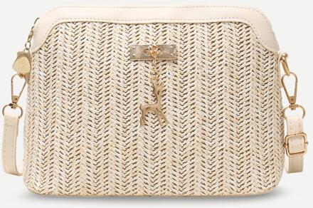 Zomer Stro Tassen Voor Vrouwen Geweven Kwastje Strand Schoudertas Vrouwelijke Raffia Rotan Crossbody Tas Toevallige Reizen Tassen Style2 Beige
