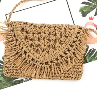 Zomer Stro Tassen Voor Vrouwen Geweven Kwastje Strand Schoudertas Vrouwelijke Raffia Rotan Crossbody Tas Toevallige Reizen Tassen Style3 bruin