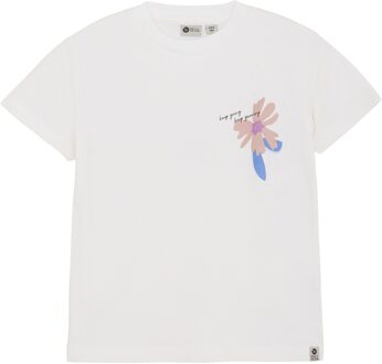 Zomer T-shirt S/S meisjes - wit - artwork - Maat 104