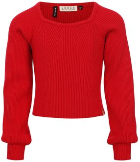 Zomer top meisjes gebreid - Scarlet rood - Maat 128