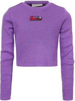 Zomer top meisjes rib longsleeve - Paars - Maat 128