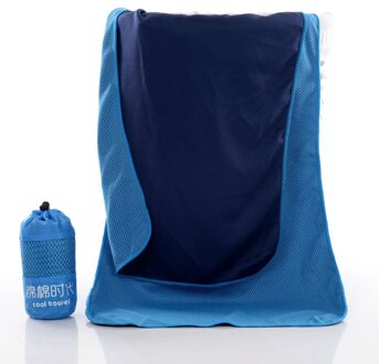Zomer twee-kleur koud water absorptie en sneldrogend bamboe houtskool sport handdoek running fitness cool cooling netto zak ijs blauw
