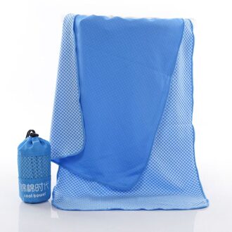 Zomer twee-kleur koud water absorptie en sneldrogend bamboe houtskool sport handdoek running fitness cool cooling netto zak ijs lucht blauw
