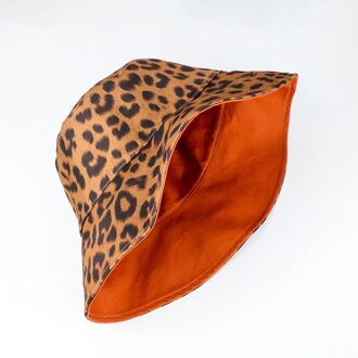 Zomer Twee Side Leopard Emmer Hoed Vrouwen Mode Hip Hop Omkeerbaar Gedrukt Visser Hoed Lady Meisjes Hoed Outdoor Panama Zon hoed Bruin