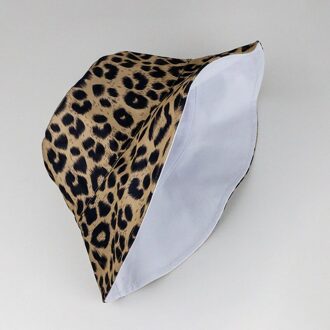 Zomer Twee Side Leopard Emmer Hoed Vrouwen Mode Hip Hop Omkeerbaar Gedrukt Visser Hoed Lady Meisjes Hoed Outdoor Panama Zon hoed wit