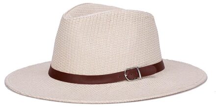 Zomer Unisex Zonnehoed Casual Panama Strohoed Mannen Brede Rand Strand Jazz Mannen Hoeden Outdoor Toevallige Hoed wit