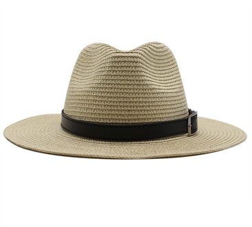 Zomer Unisex Zonnehoed Casual Panama Strooien Hoed Vrouwen Brede Rand Strand Jazz Mannen Hoeden Opvouwbare Chapeau Beige