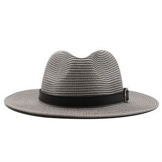 Zomer Unisex Zonnehoed Casual Panama Strooien Hoed Vrouwen Brede Rand Strand Jazz Mannen Hoeden Opvouwbare Chapeau grijs