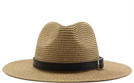 Zomer Unisex Zonnehoed Casual Panama Strooien Hoed Vrouwen Brede Rand Strand Jazz Mannen Hoeden Opvouwbare Chapeau khaki