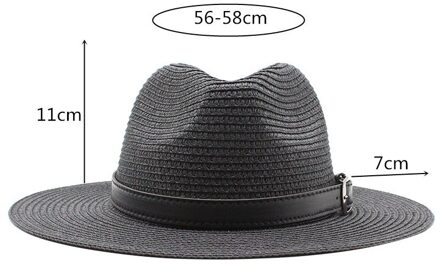 Zomer Unisex Zonnehoed Casual Panama Strooien Hoed Vrouwen Brede Rand Strand Jazz Mannen Hoeden Opvouwbare Chapeau zwart