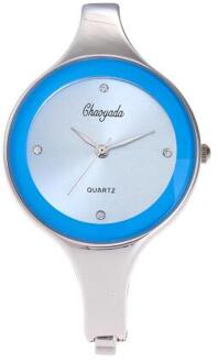 Zomer Verkoper Kantoor Dames Diamant Jurk Quartz Horloges Vrouwen Ronde Armband Elektronische Horloges Klok lucht blauw