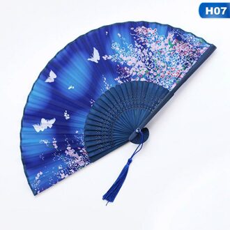 Zomer Vintage Bamboe Vouwen Hand Held Bloem Fan Chinese Dance Party Pocket Bruiloft Benodigdheden H07