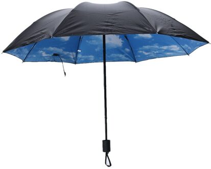 Zomer Vouwen Regenachtige Paraplu Anti-Uv Regendicht Paraplu Zon Bescherming Parasol Blauwe Hemel Witte Wolken Gedrukt Zon Vrouwelijke