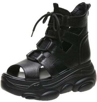 Zomer Vrouw Slides Cross-Gebonden Platte Sandalen Romeinse Strand Slippers Zwart Antislip Eva Flip Flops Outdoor schoenen 35