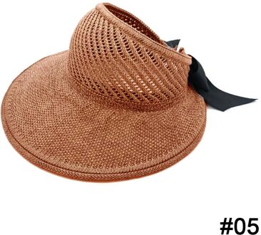 Zomer Vrouwelijke Zon Hoeden Grote Rand Klassieke Strik Opvouwbare Mode Stro Hoed Toevallige Outdoor Strand Cap Voor Vrouwen Uv Beschermd hoed Gingerbread