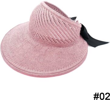 Zomer Vrouwelijke Zon Hoeden Grote Rand Klassieke Strik Opvouwbare Mode Stro Hoed Toevallige Outdoor Strand Cap Voor Vrouwen Uv Beschermd hoed roze