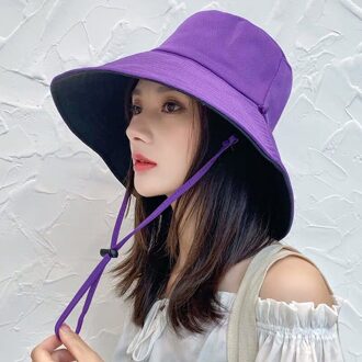 Zomer Vrouwen Breed Grote Rand Zonnehoed Mode Katoen Blende Vizieren Cap Voor Vrouwen Lady Kleurrijke Casual Strand Cap zon Hoeden Paars
