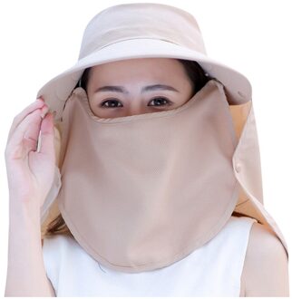 Zomer Vrouwen Dames Effen Kleuren Zonnehoed Winddicht Vlakte Outdoor Opvouwbare Geconfronteerd Hals Cover Masker Visser Hoed Vissen Caps # P4 khaki