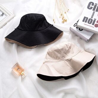 Zomer Vrouwen Emmer Hoed Double Side Draag Brede Rand Zonnehoed Outdoor Reizen Vrouwelijke Panama Visser Cap beige