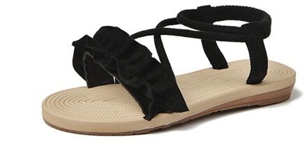 Zomer Vrouwen Schoenen Sandalen Elastische Platte Solid Casual Sandalen Strappy Gladiator Strand Sandalen Dames Flip Flops 35