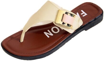 Zomer Vrouwen Schoenen Vrouwen Mode Platte Slides Romeinse Gesp Casual Slip Op Sandalen Vrouw Strand Schoenen Grote Maat slipper wit / 39