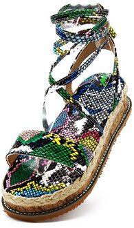 Zomer Vrouwen Snake Sandalen Platform Hakken Cross Strap Enkel Lace Peep Toe Beach Party Dames Schoenen Zapatos De mujer 41