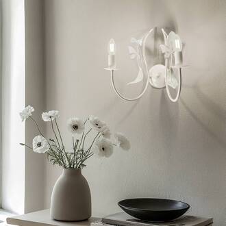 Zomer wandlamp, wit/groen/roze, breedte 25 cm, staal, 2-lamps wit, groen, roze