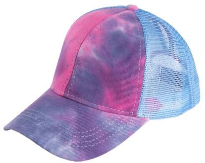 Zomer Womens Mesh Cc Paardenstaart Baseball Caps Mode Tie Dye Snapback Caps Voor Vrouwelijke Sport Hoed Zonnehoed anti-Uv licht blauw