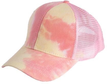Zomer Womens Mesh Cc Paardenstaart Baseball Caps Mode Tie Dye Snapback Caps Voor Vrouwelijke Sport Hoed Zonnehoed anti-Uv Roze