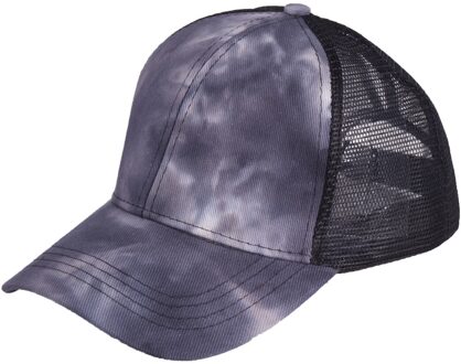 Zomer Womens Mesh Cc Paardenstaart Baseball Caps Mode Tie Dye Snapback Caps Voor Vrouwelijke Sport Hoed Zonnehoed anti-Uv zwart