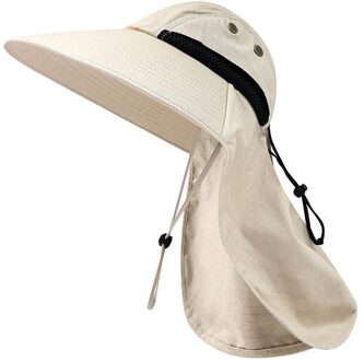 Zomer Zonnehoed Mannen Vrouwen Katoen Boonie Hoed Met Nek Flap Outdoor Uv Bescherming Grote Brede Rand Wandelen Vissen Safari emmer Hoed Beige
