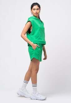 zomers trainingspak voor Dames met korte broek en mouwloze top Limoengroen - S