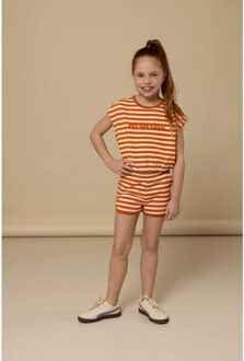 Zomerse katoenen krinkel short voor meisjes in de kleur Oranje - 110