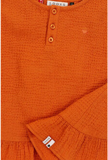 Zomerse katoenen krinkel top voor meisjes in de kleur Oranje - 116