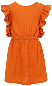 Zomerse katoenen zomerjurk voor meisjes in de kleur Oranje - 110