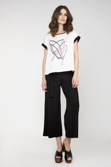 Zomerse top met kapmouwprint Ecru