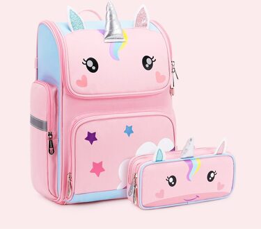 Zon Acht 3D Meisje Schooltassen Leuke Cartoon Kinderen Rugzakken Waterdichte Tas Voor Kids Orthopedische Terug Basisschool roze