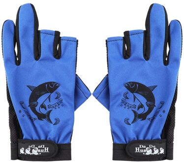 Zon Bescherming 3 Vingerloze Vissen Handschoenen Ademend Sneldrogend Anti-Slip Vissen Handschoenen Voor Unisex Vinger Handschoen Type1-blauw