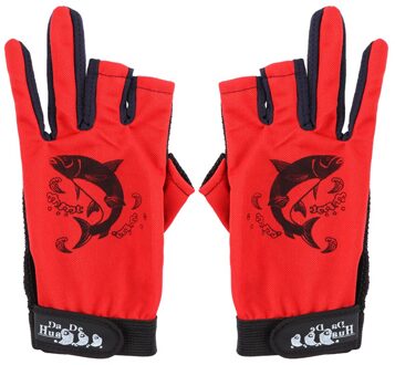 Zon Bescherming 3 Vingerloze Vissen Handschoenen Ademend Sneldrogend Anti-Slip Vissen Handschoenen Voor Unisex Vinger Handschoen Type1-rood