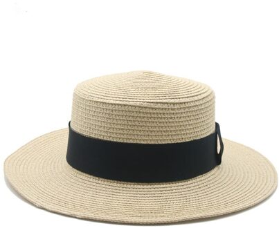 Zon Hoeden Mannen Vrouwen Brede Rand Lint Band Kaki Zwarte Klassieke Eenvoudige Strooien Hoeden Zon Casual Outdoor Strand Mannen vrouwen Hoed beige