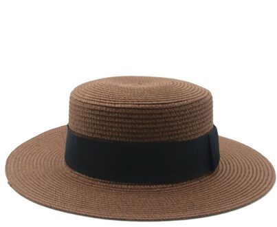 Zon Hoeden Mannen Vrouwen Brede Rand Lint Band Kaki Zwarte Klassieke Eenvoudige Strooien Hoeden Zon Casual Outdoor Strand Mannen vrouwen Hoed koffie