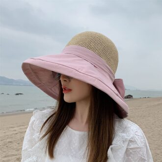Zon Hoeden Opvouwbare Grote Dakranden Zonnebrandcrème Temperament Visser Hoed Voor Vrouwen Lente En Zomer Health99 Roze