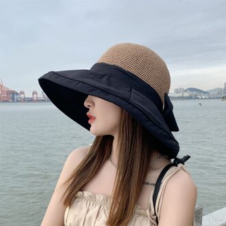 Zon Hoeden Opvouwbare Grote Dakranden Zonnebrandcrème Temperament Visser Hoed Voor Vrouwen Lente En Zomer Health99 zwart